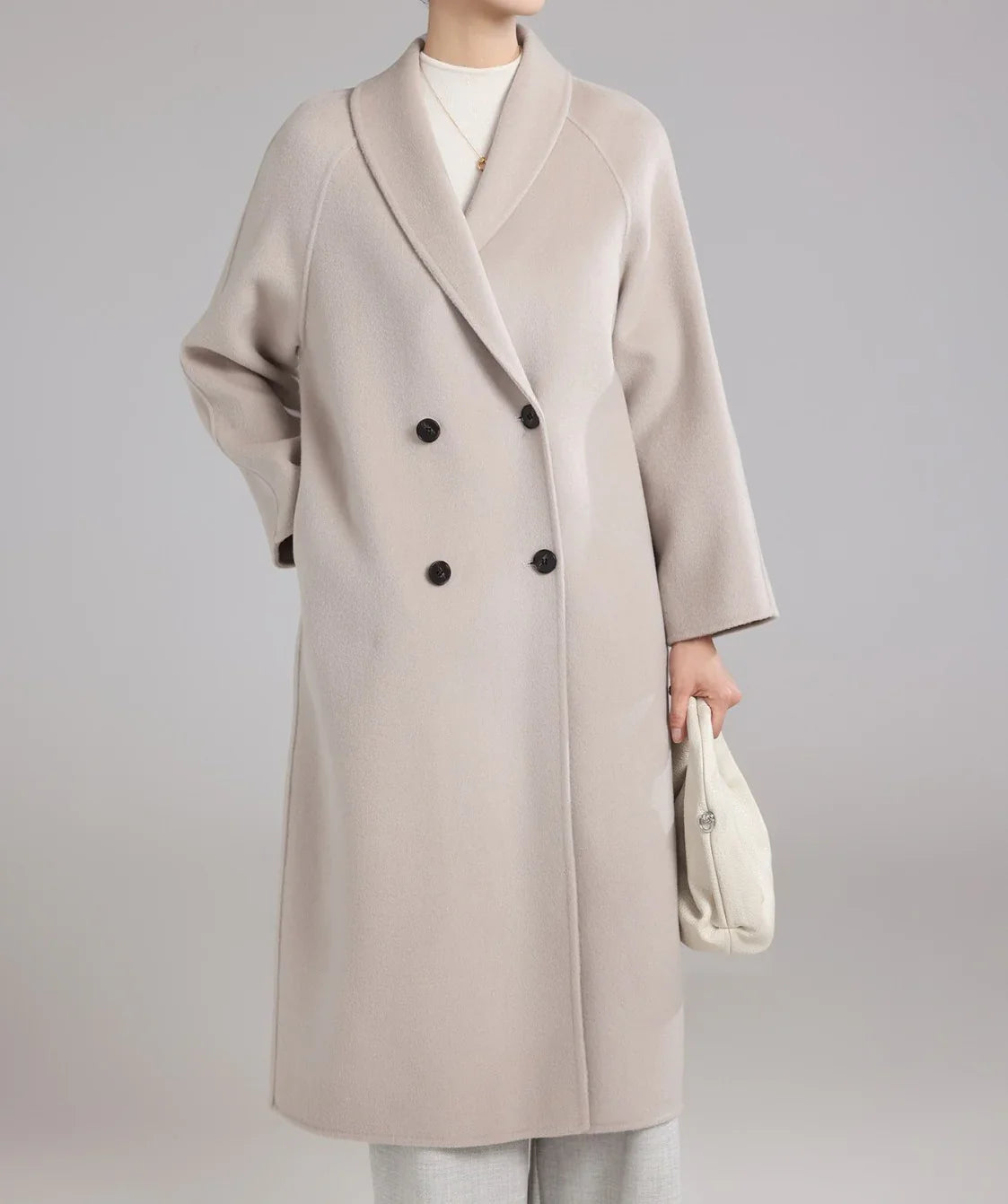 Manteau femme hiver en laine premium – Coupe droite et col châle