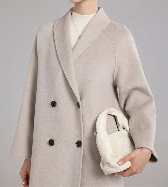 Manteau femme hiver en laine premium – Coupe droite et col châle